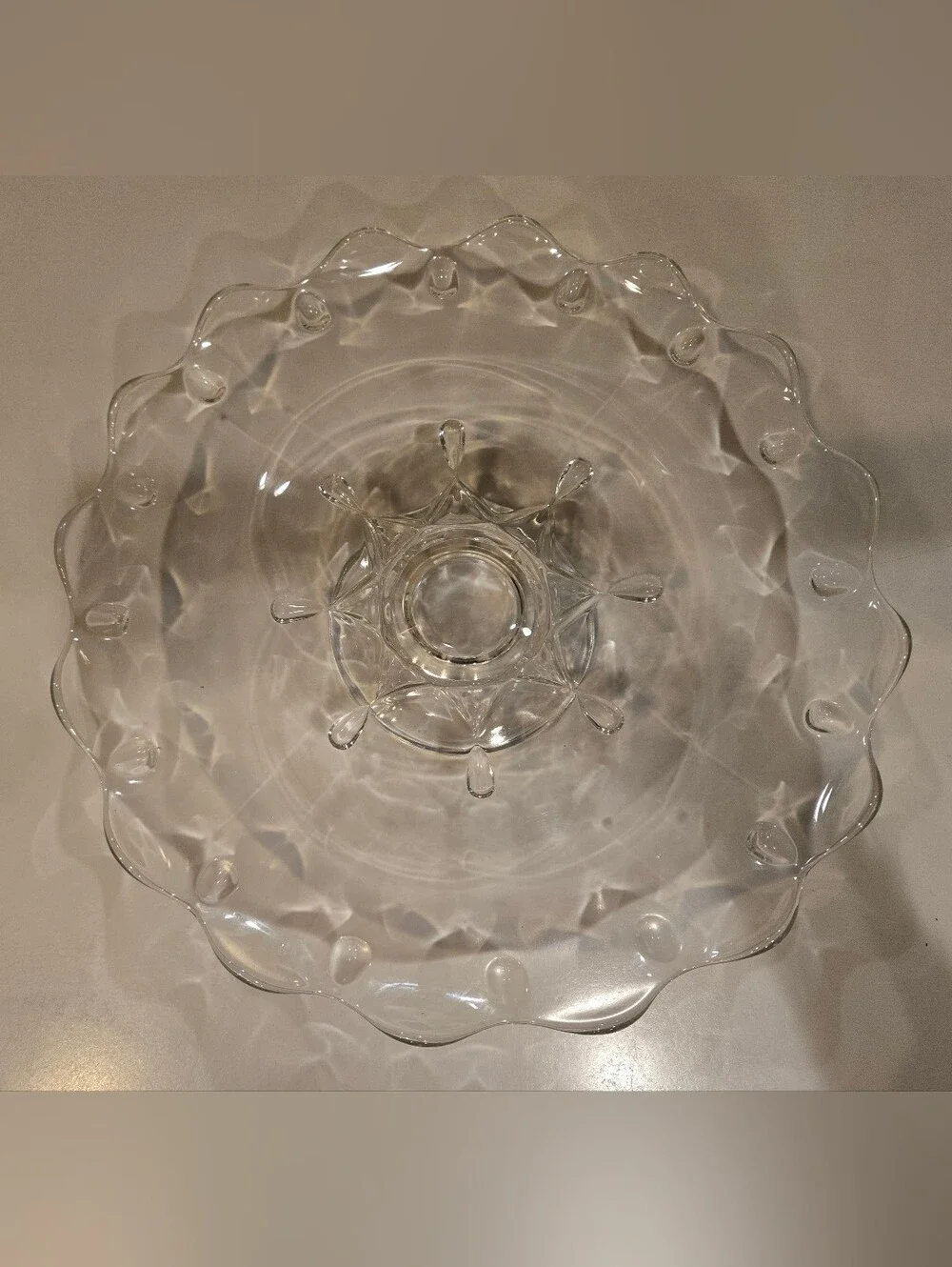 Vintage Large Clear Glass Pedistal Cake Plate
